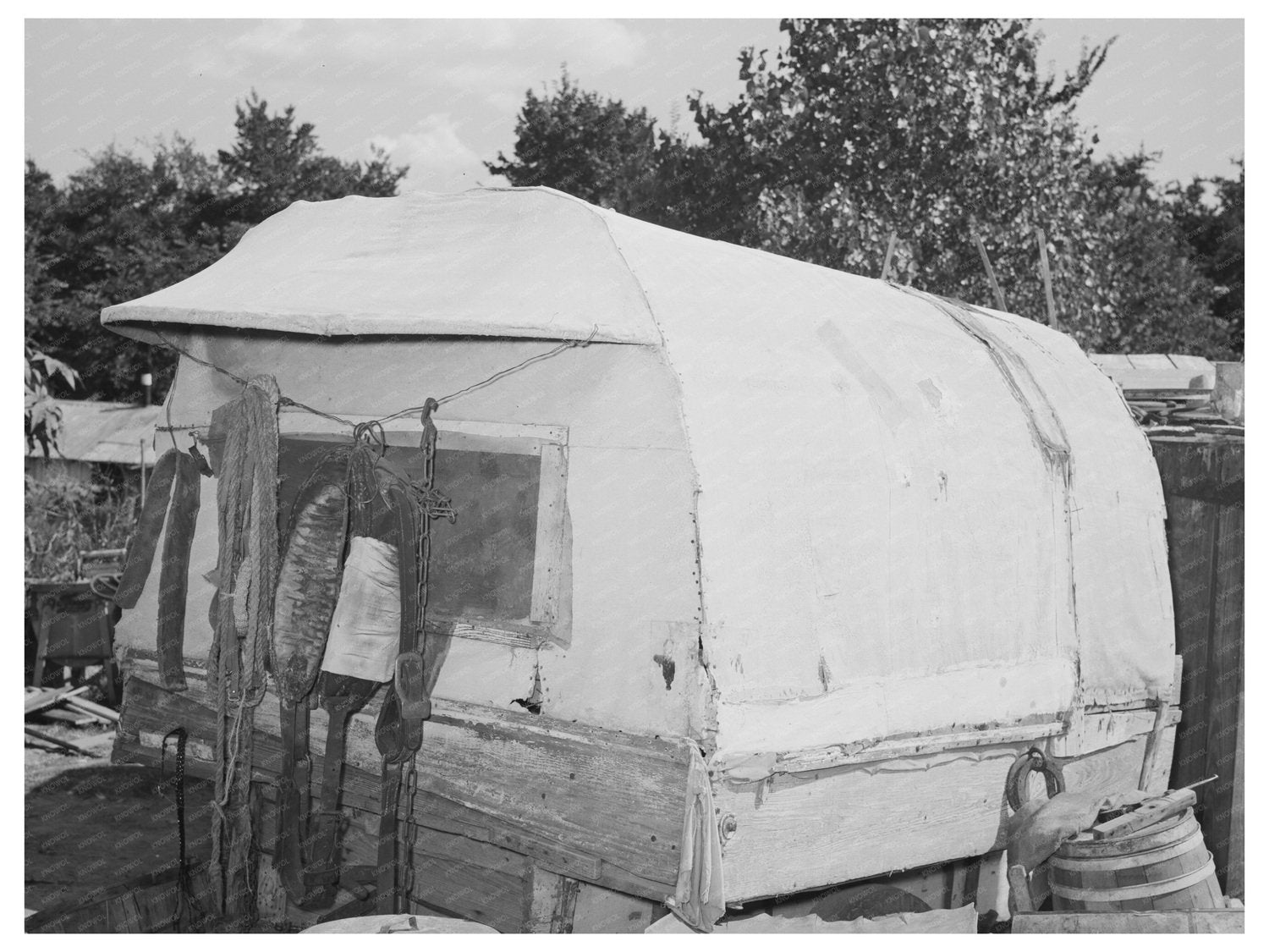 Covered Trailer in Oklahoma City Camp July 1939 - Available at KNOWOL