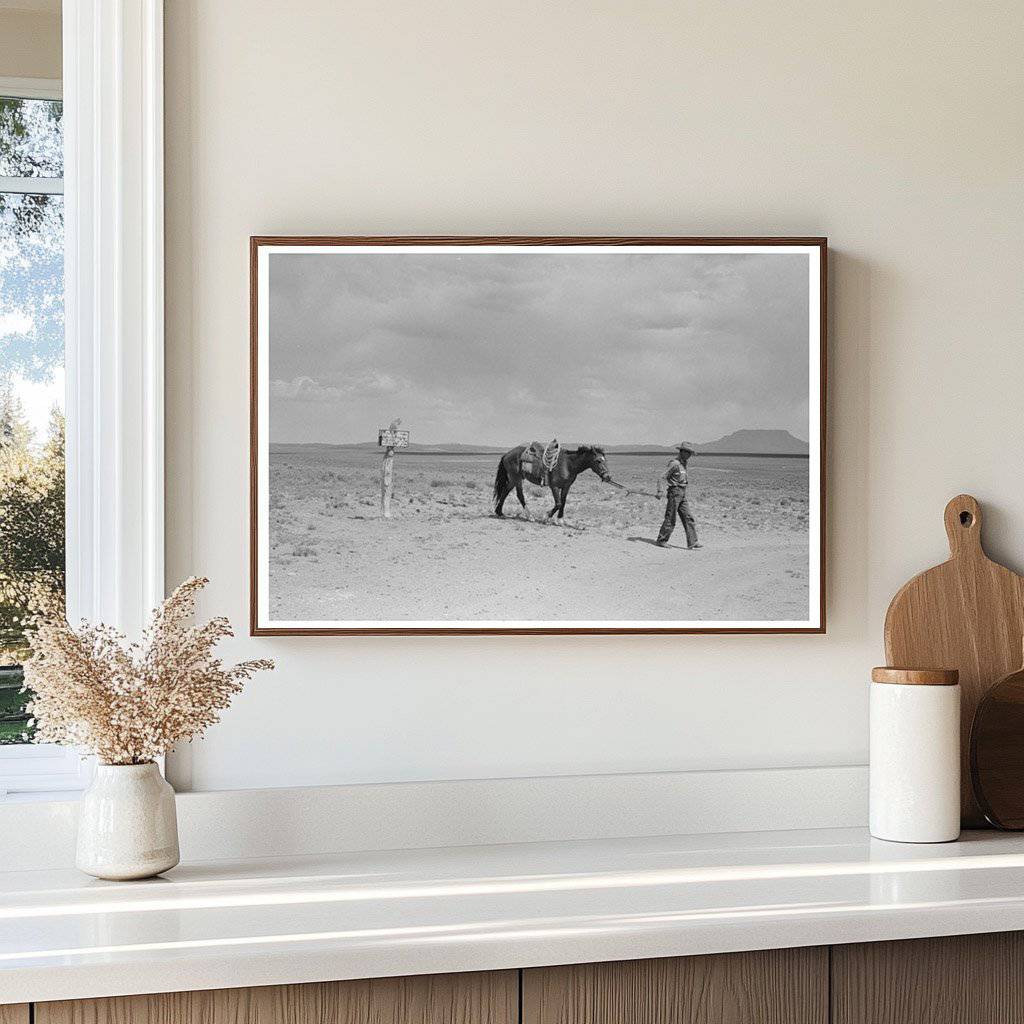 Cowboy and Spanish Cowpony in Pie Town New Mexico 1940 - Available at KNOWOL