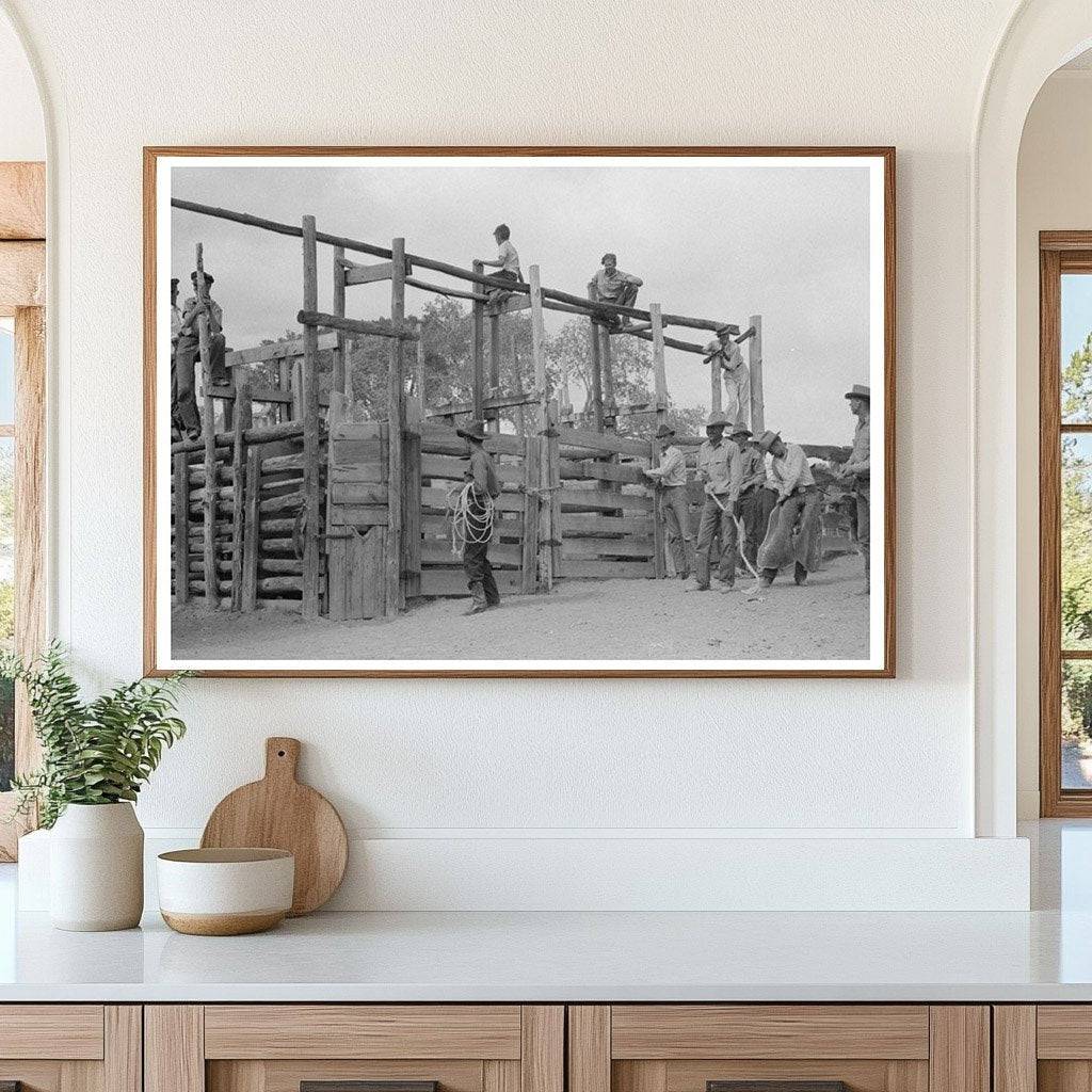 Cowboy at Rodeo Corral Quemado New Mexico 1940 - Available at KNOWOL