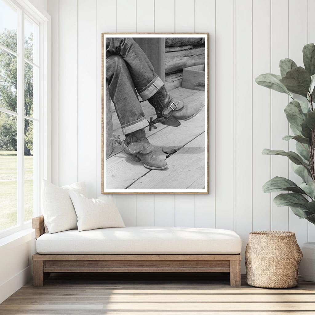 Cowboy Attire Detail Blue Jeans Boots Spurs 1940 - Available at KNOWOL