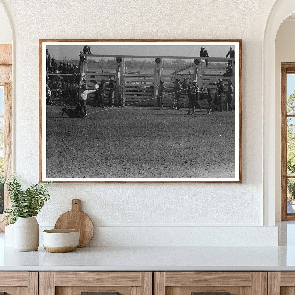 Cowboy Calf Roping at San Angelo Rodeo 1940 - Available at KNOWOL