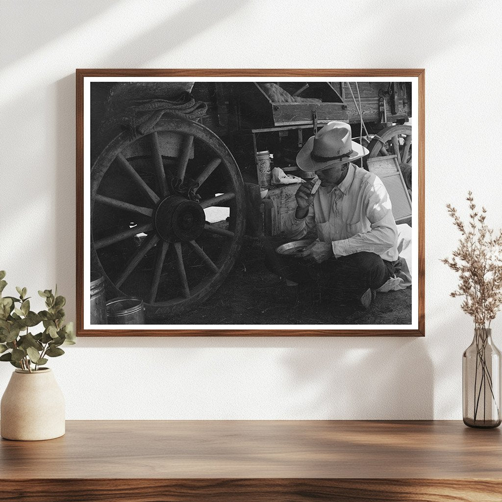 Cowboy Dining by Chuck Wagon SMS Ranch Texas 1939 - Available at KNOWOL