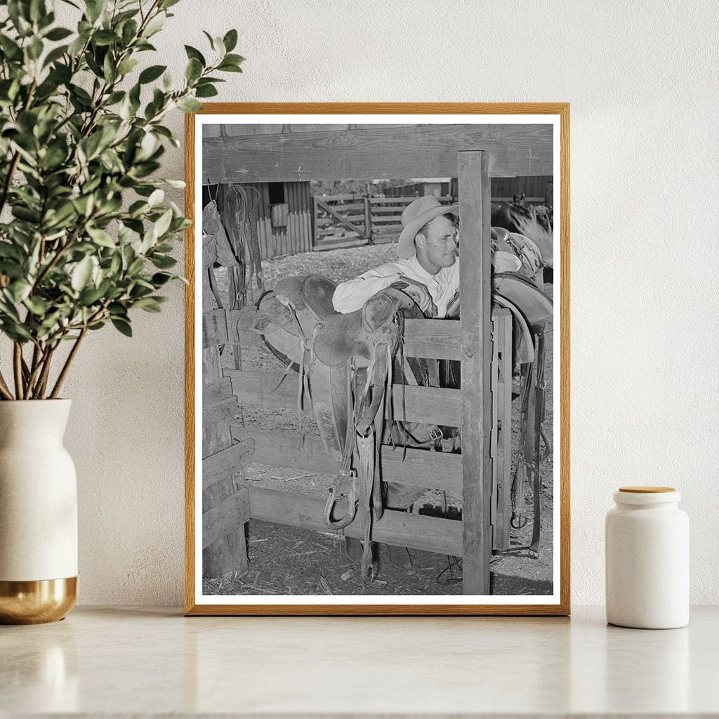 Cowboy in Saddle Room SMS Ranch Spur Texas 1939 - Available at KNOWOL