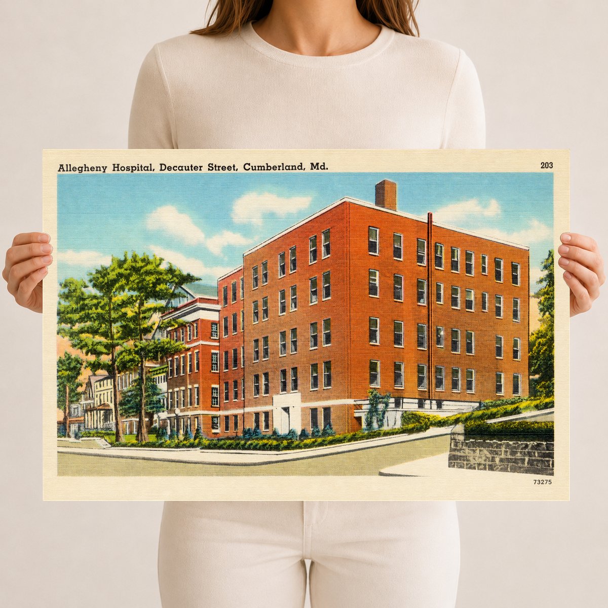 Allegheny Hospital, Decauter Street, Cumberland, MD — Vintage Maryland Postcard