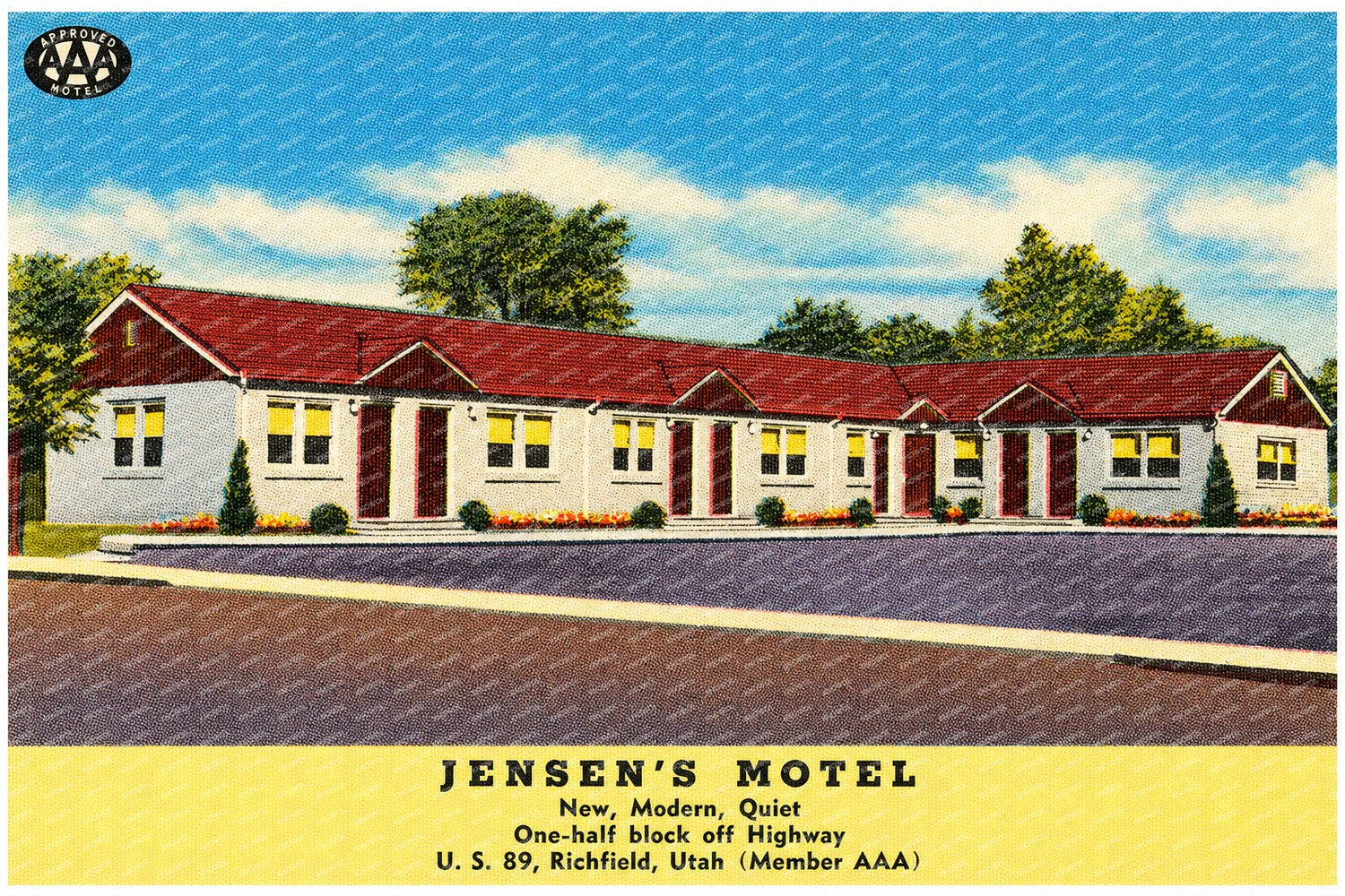 Richfield, UT: Jensen's Motel, new, modern, quiet, one-half block off highway, U.S. 89
