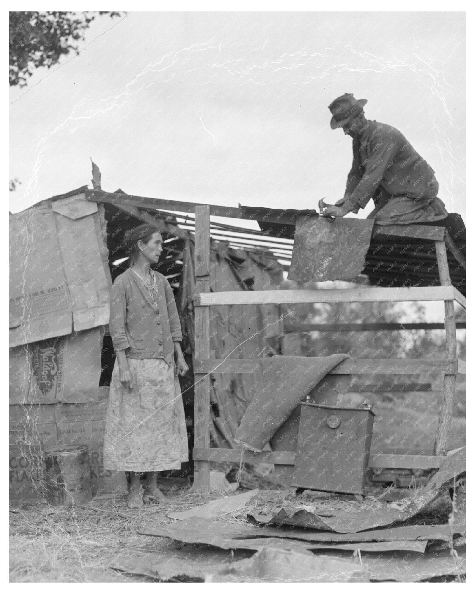 Dispossessed Arkansas Farmers Migrating to Bakersfield California 1935 Vintage Photo - Available at KNOWOL