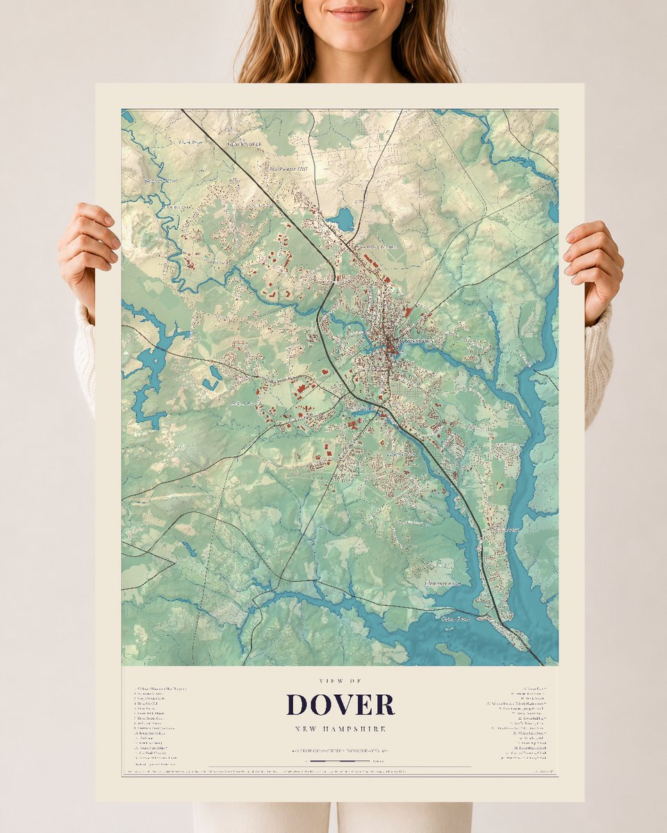 Dover, New Hampshire map print, 24 x 36 archival matte print