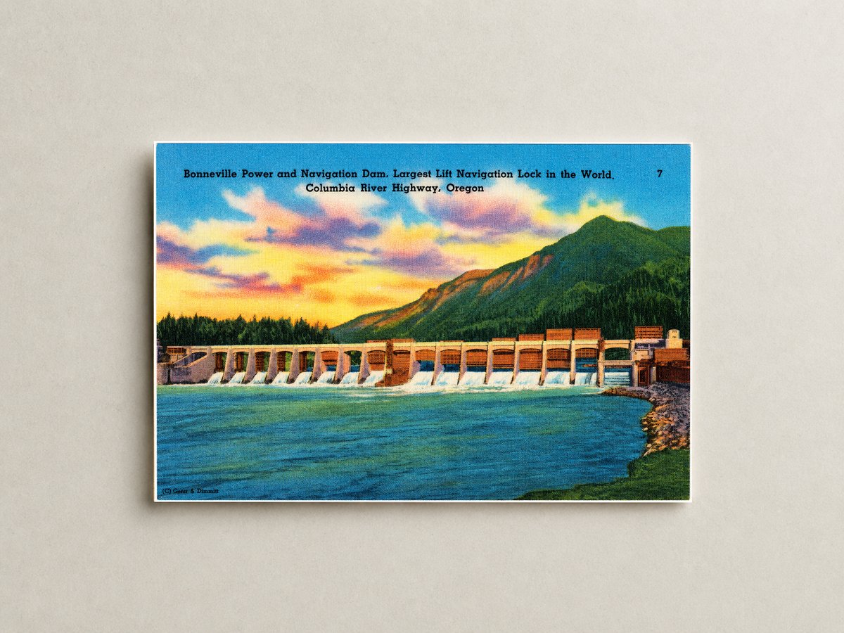 Bonneville Dam, OR: Bonneville Power and Navigation Dam, largest lift navigation lock in the world, Columbia River Highway