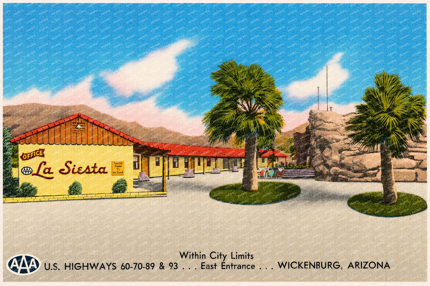 Wickenburg, AZ: La Siesta, within city limits, U.S. highways 60-70-89 & 93- east entrance- Wickenburg