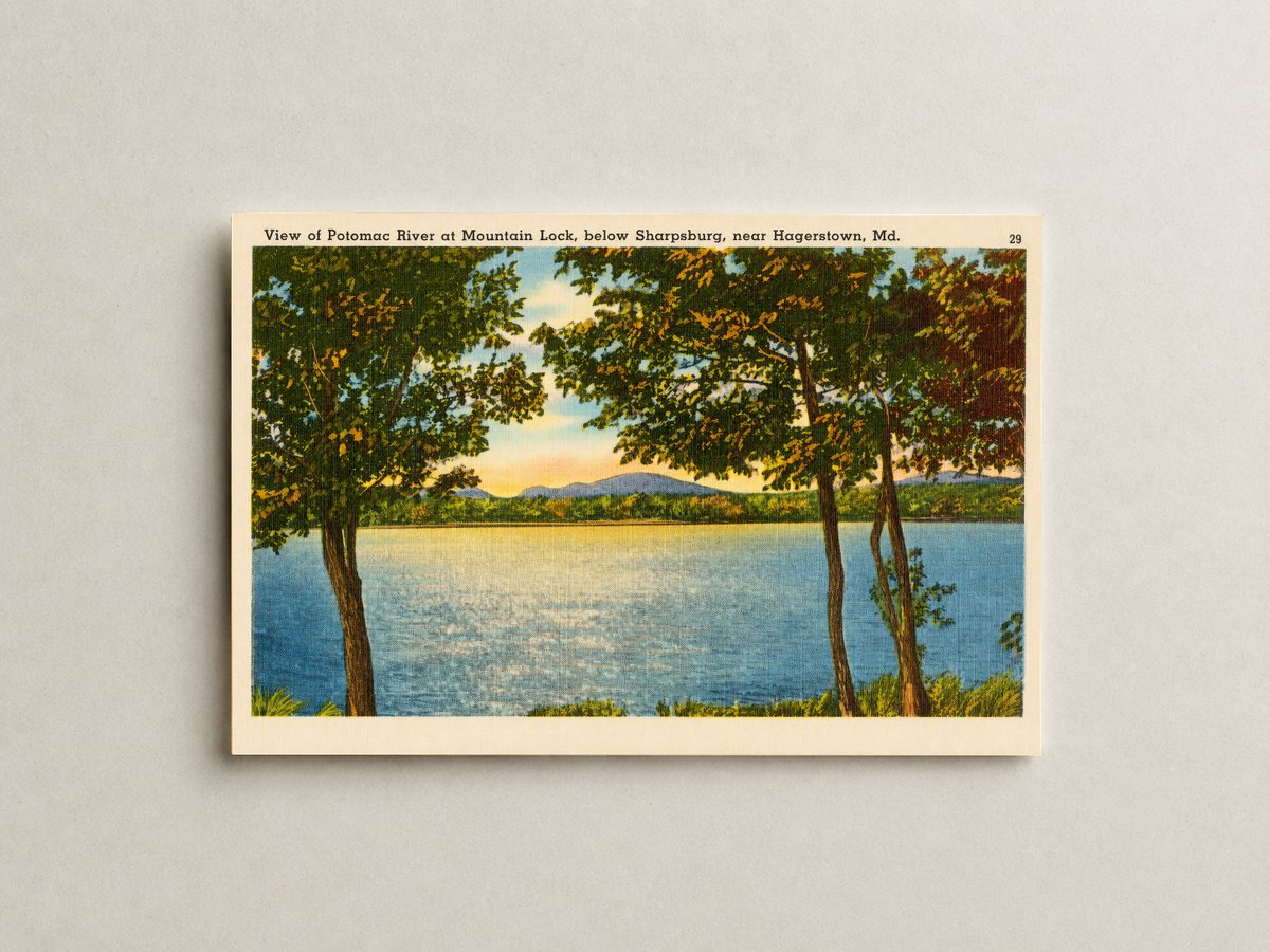 View of Potomac River at Mountain Lock, below Sharpsburg, near Hagerstown, MD — Vintage Maryland Postcard