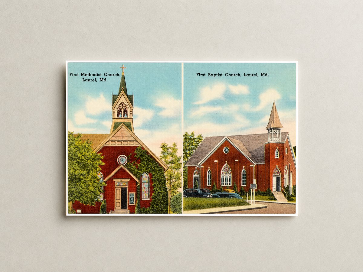 First Methodist Church, Laurel, MD — Vintage Maryland Postcard