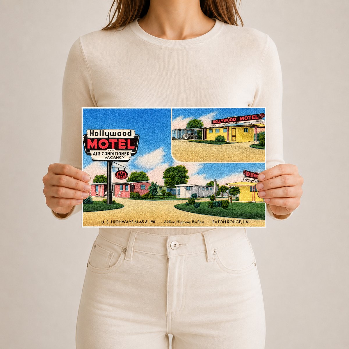 Baton Rouge, LA: Hollywood Motel, U. S. Highway 61-65 & 190... Airline Highway By-Pass... Baton Rouge