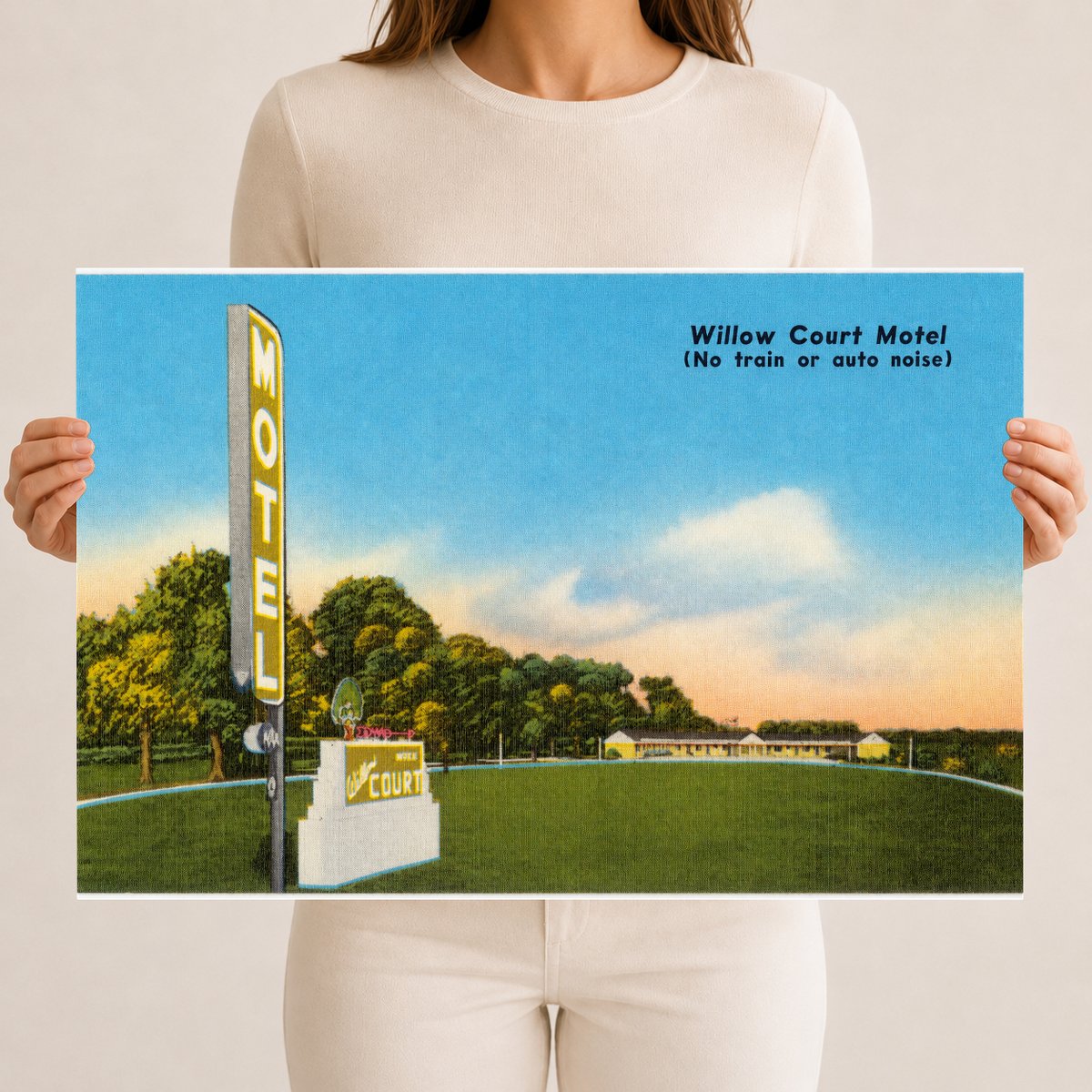 Willow Court Motel (no train or auto noise) — Vintage Maryland Postcard