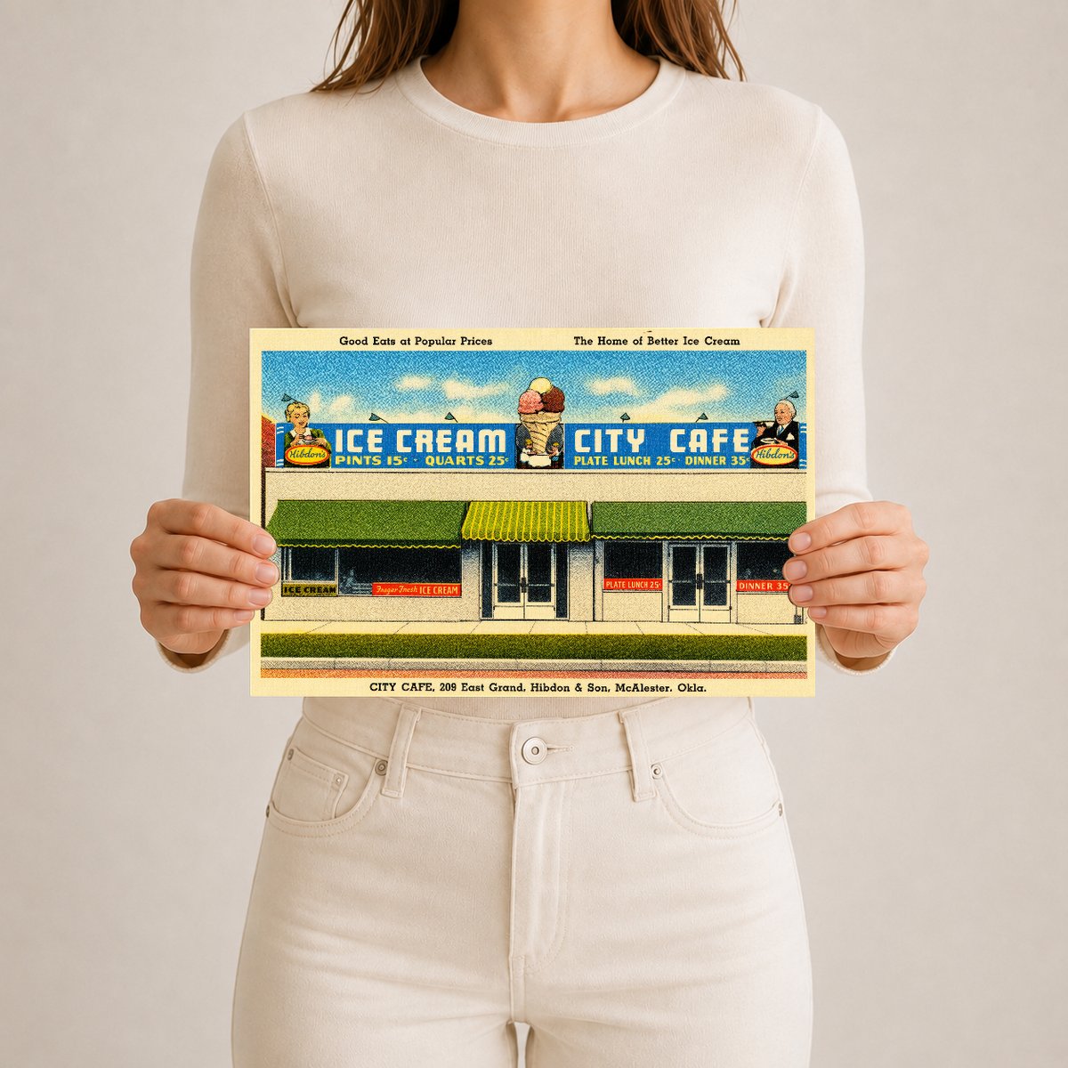 McAlester, OK: Good eats at popular prices, the home of better ice cream, City Café, 209 East Grand, Hibdon & Son