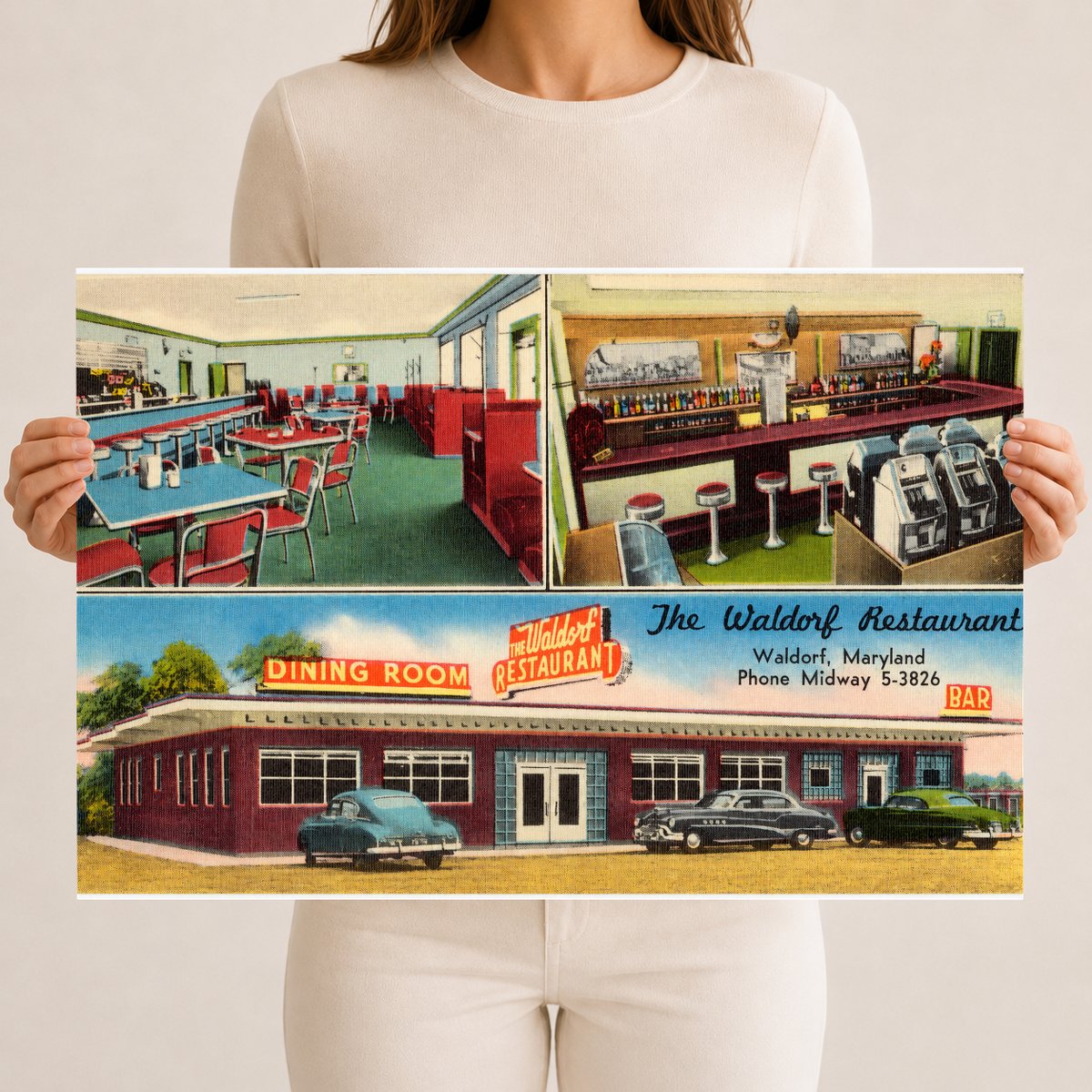 The Waldorf Restaurant, Waldorf, Maryland — Vintage Maryland Postcard