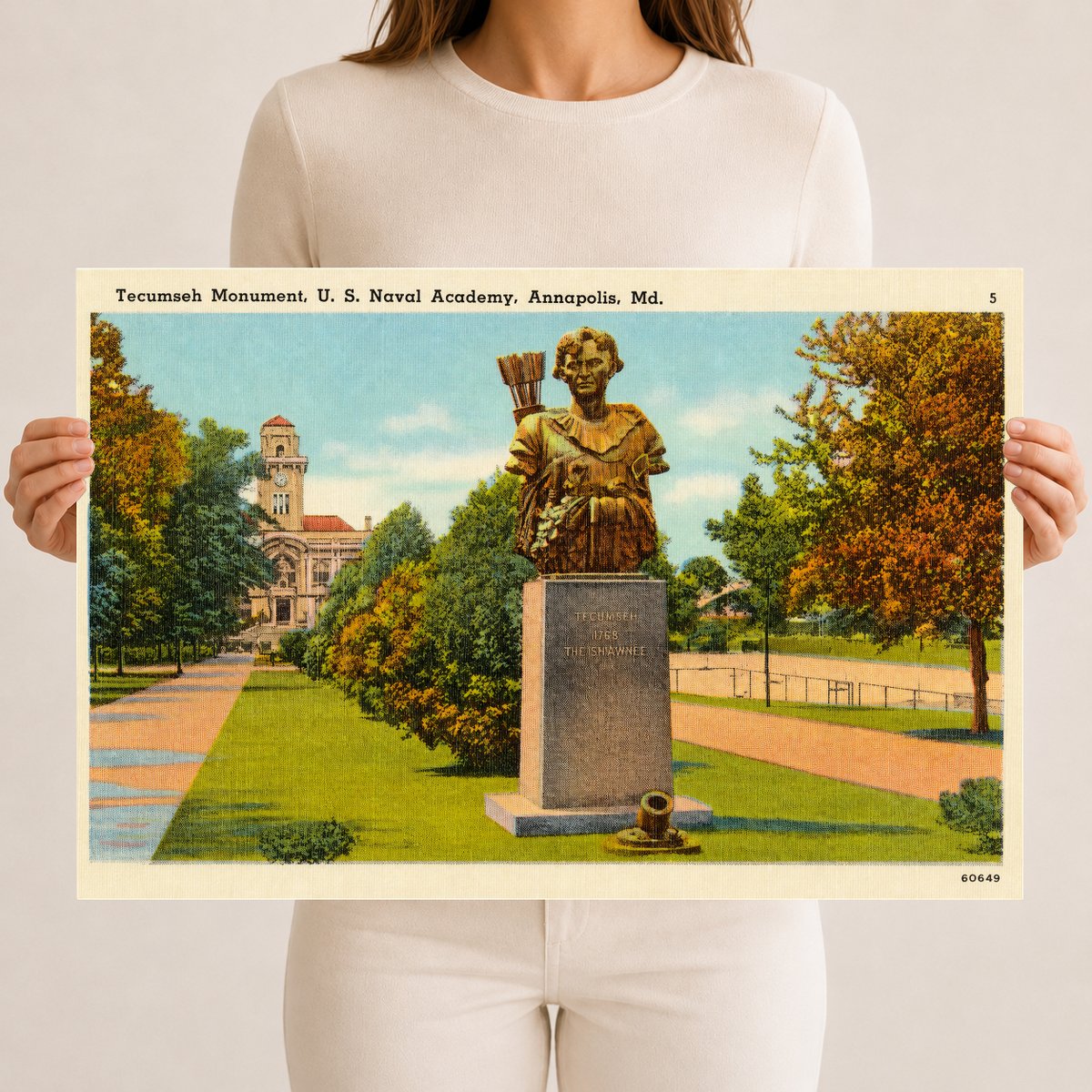 Tecumseh Monument, U. S. Naval Academy, Annapolis, MD — Vintage Maryland Postcard