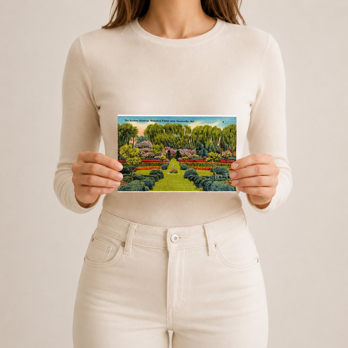 The Sunken Gardens, Blakeford Farms, near Centerville, MD — Vintage Maryland Postcard