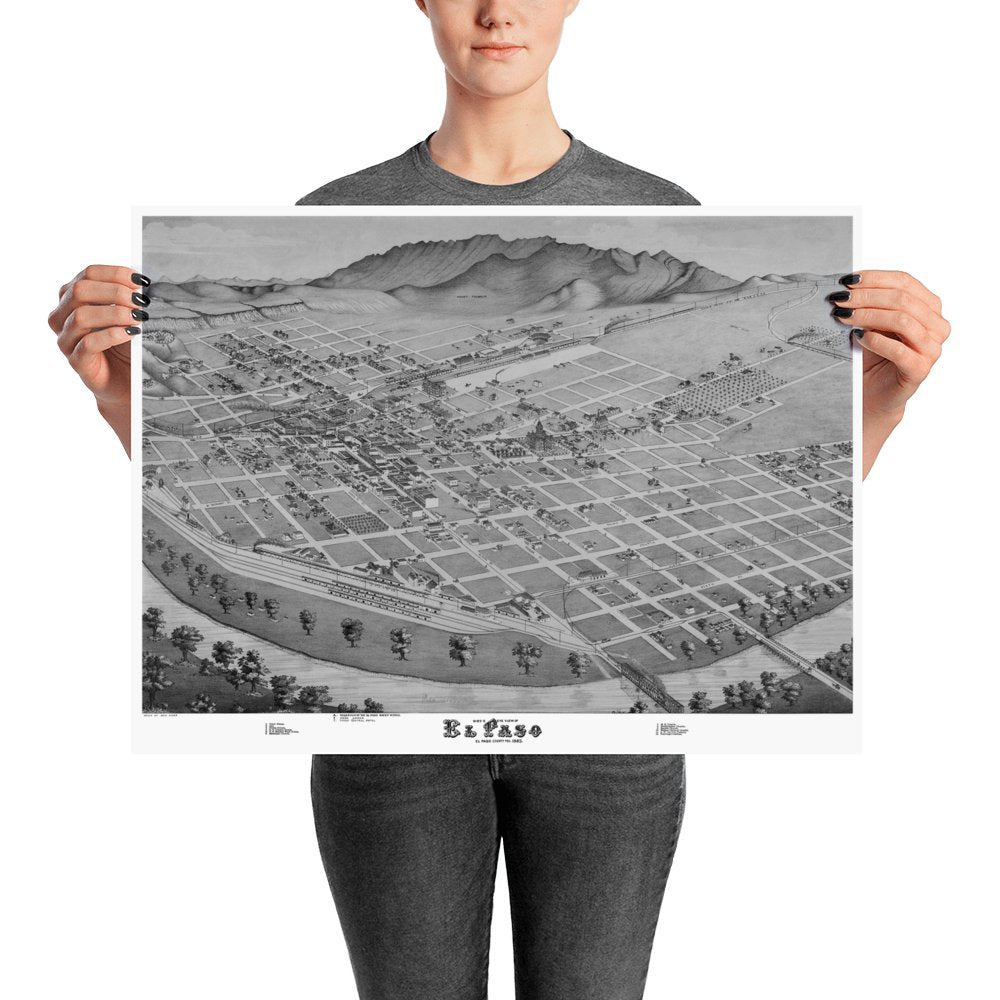 El Paso, TX 1885 Map - Available at KNOWOL