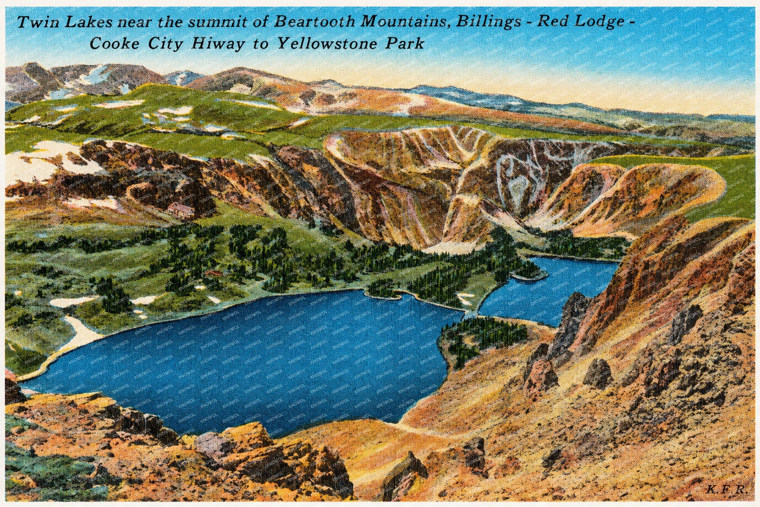 Billings, MT: Twin Lakes near the summit of Beartooth Mountains, Billings - Red Lodge - Cooke City Hiway to Yellowstone Park