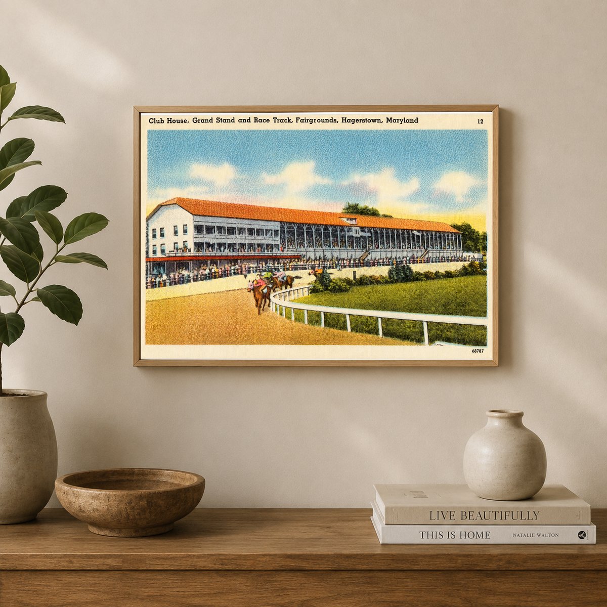 Club house, grand stand and race track, fairgrounds, Hagerstown, Maryland — Vintage Maryland Postcard