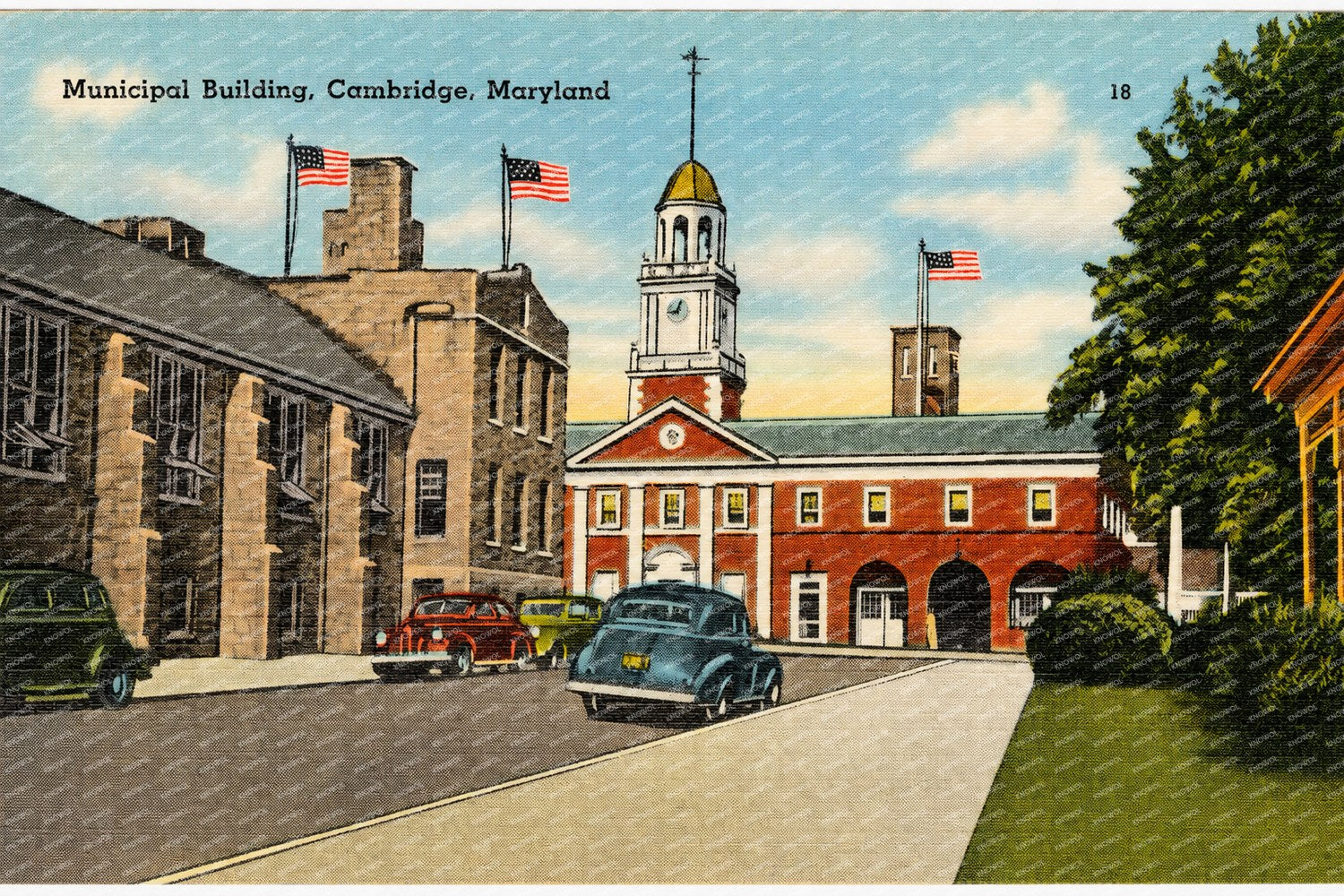 Municipal building, Cambridge, Maryland — Vintage Maryland Postcard