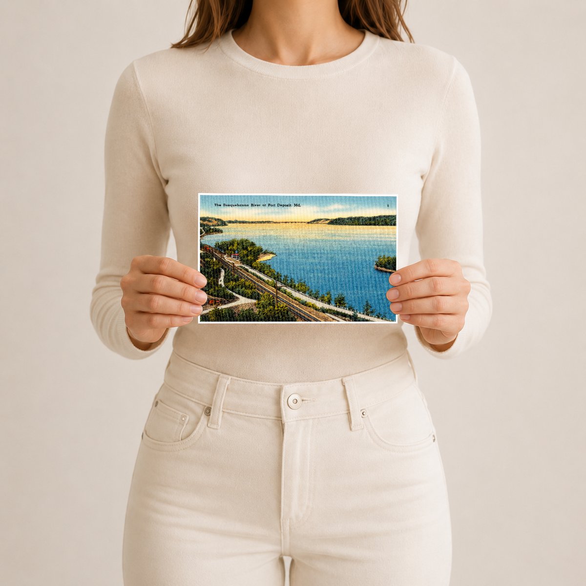 The Susquehanna River at Port Deposit, MD — Vintage Maryland Postcard