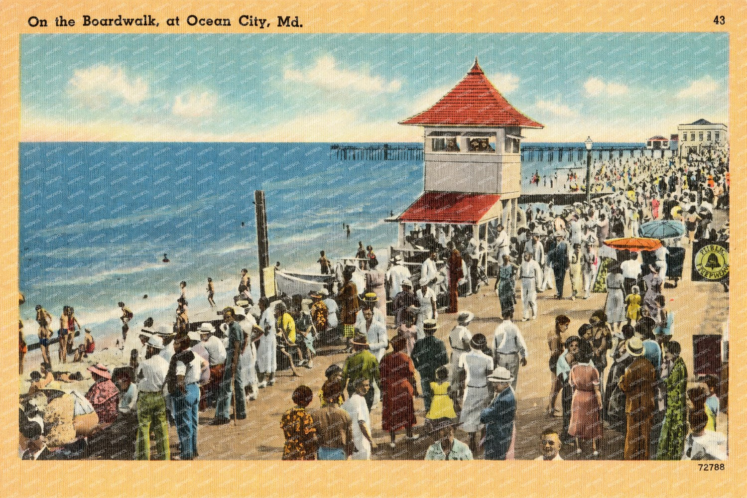 On the boardwalk at Ocean City, MD — Vintage Maryland Postcard