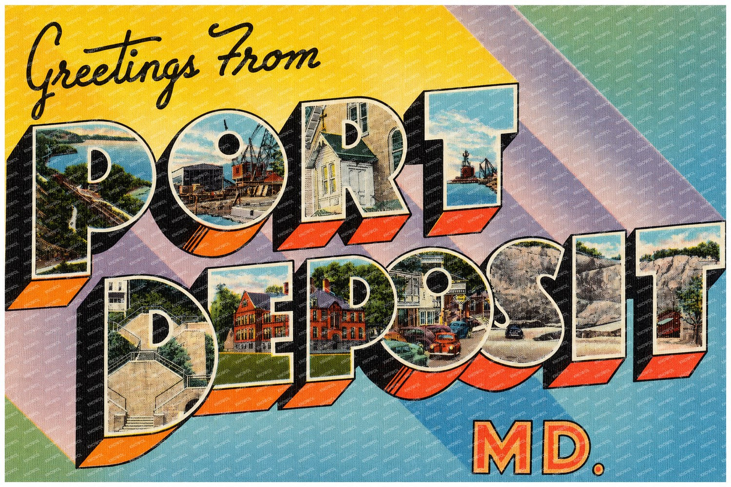 Greetings from Port Deposit, MD — Vintage Maryland Postcard