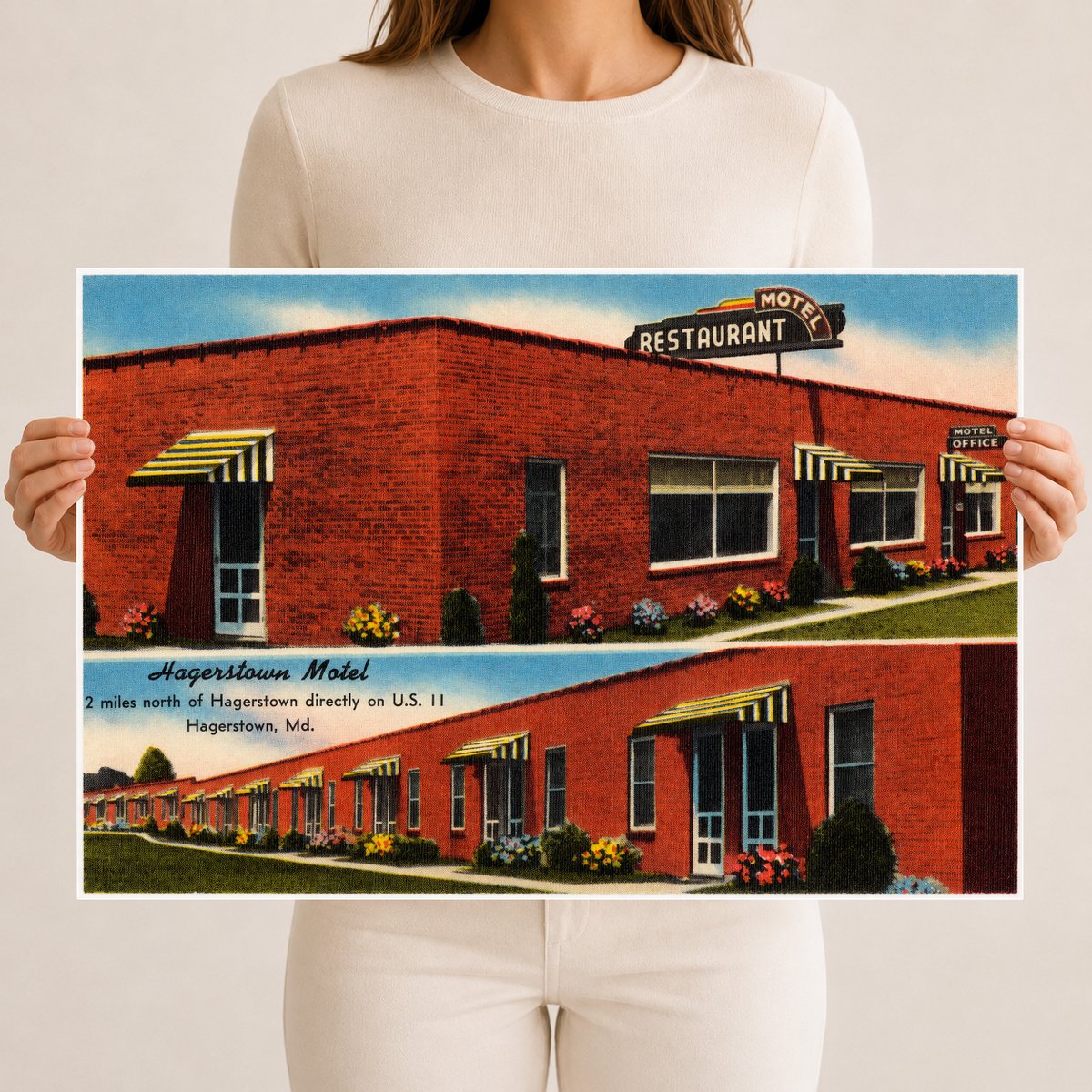 Hagerstown Motel, 2 miles north of Hagerstown directly on U. S. 11, Hagerstown, MD — Vintage Maryland Postcard