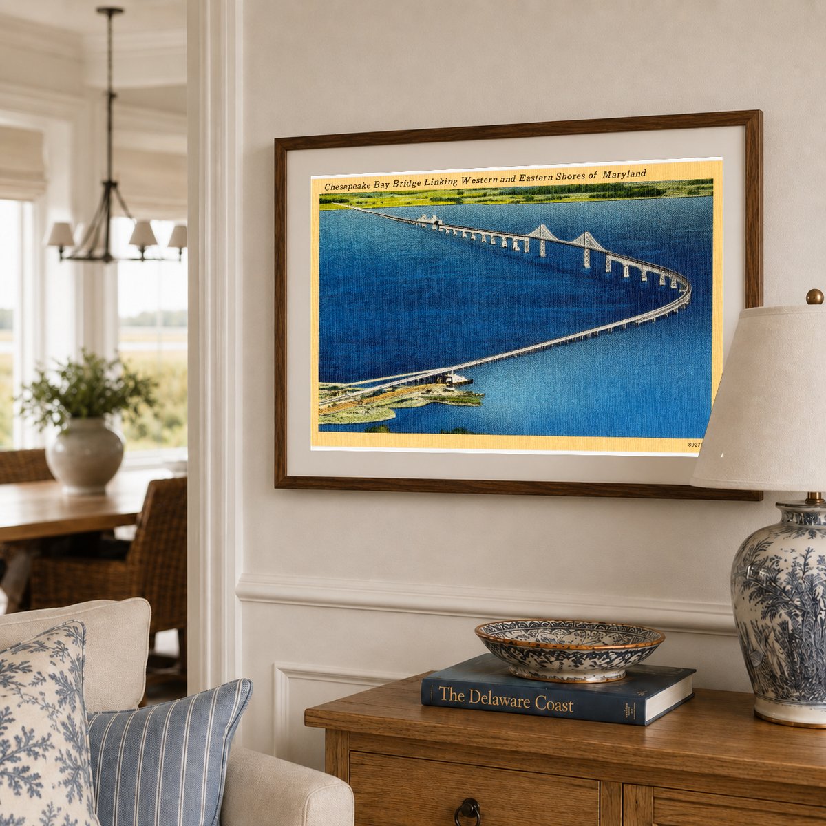 Chesapeake Bay Bridge linking western and eastern shores of Maryland — Vintage Maryland Postcard