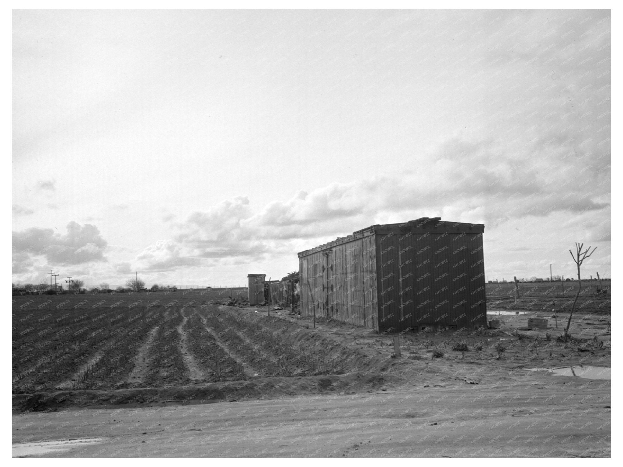 Freight Car Living Space in Little Oklahoma California February 1936 Vintage Image - Available at KNOWOL