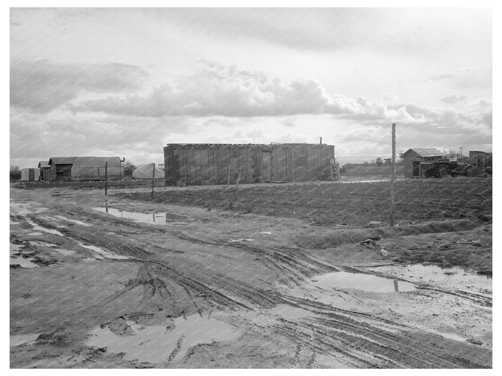 Freight Car Living Space in Little Oklahoma California February 1936 Vintage Photo - Available at KNOWOL