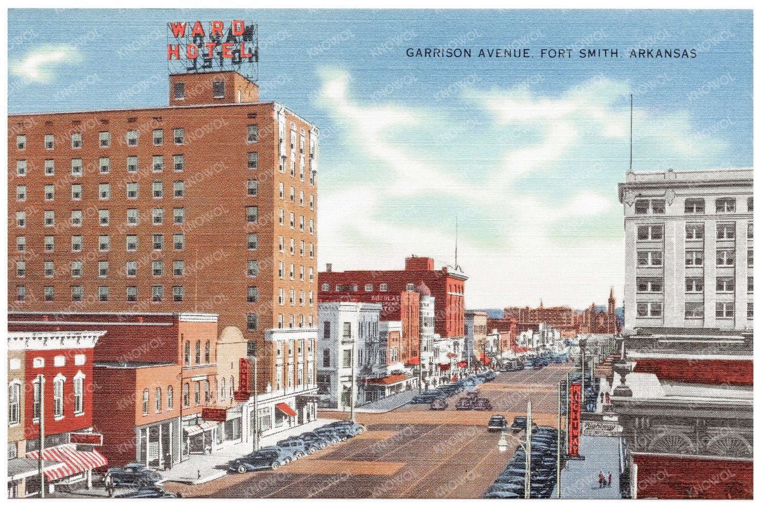 Garrison Avenue Fort Smith Arkansas Vintage Postcard 1930 - 1945 - Available at KNOWOL