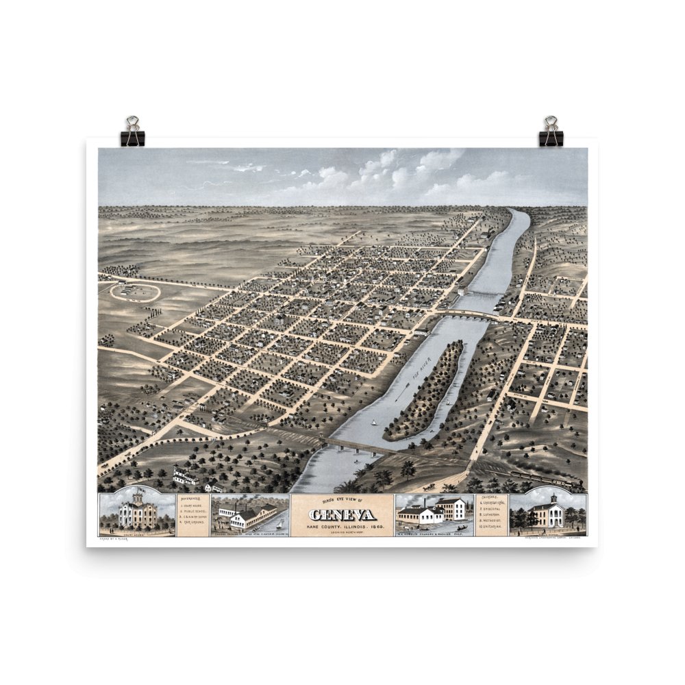 1869 map of Geneva, IL