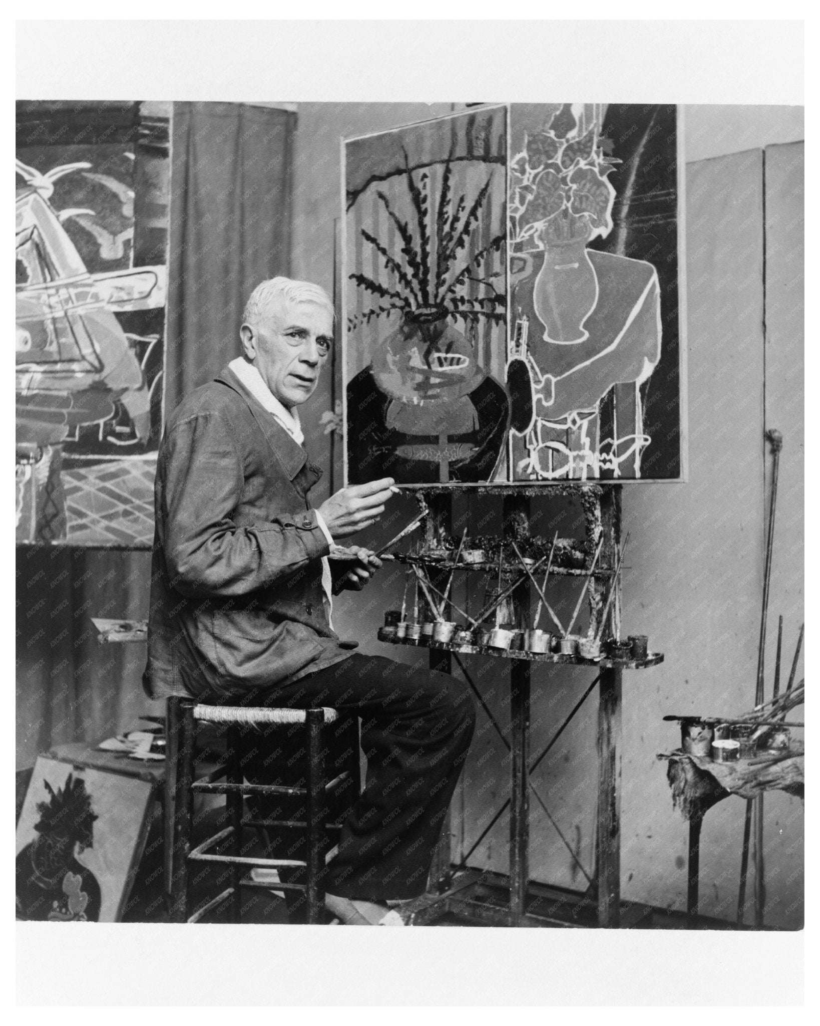 Georges Braque in His Paris Studio 1930 - Available at KNOWOL
