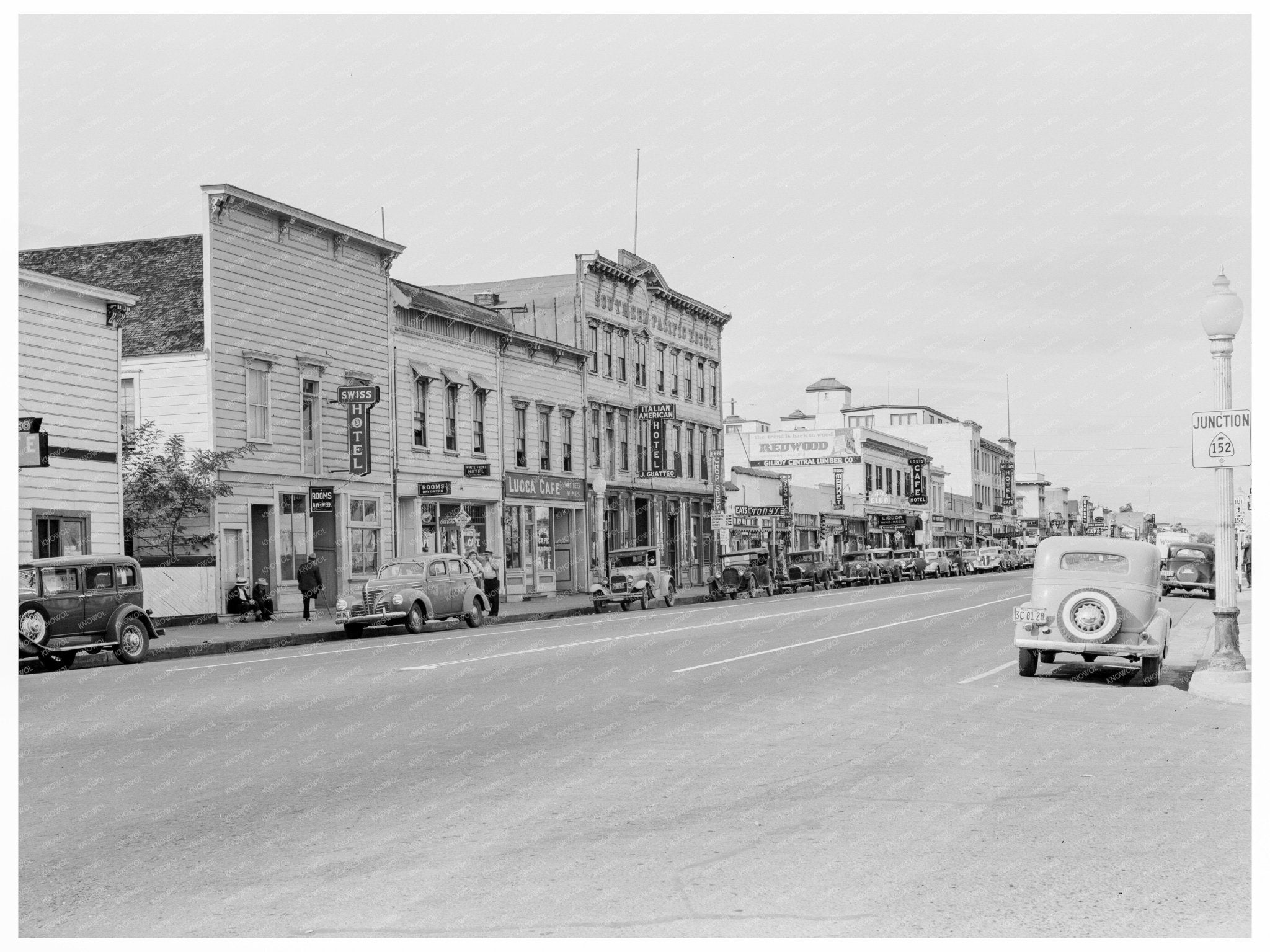 Gilroy California Main Street Vintage Photo November 1938 - Available at KNOWOL