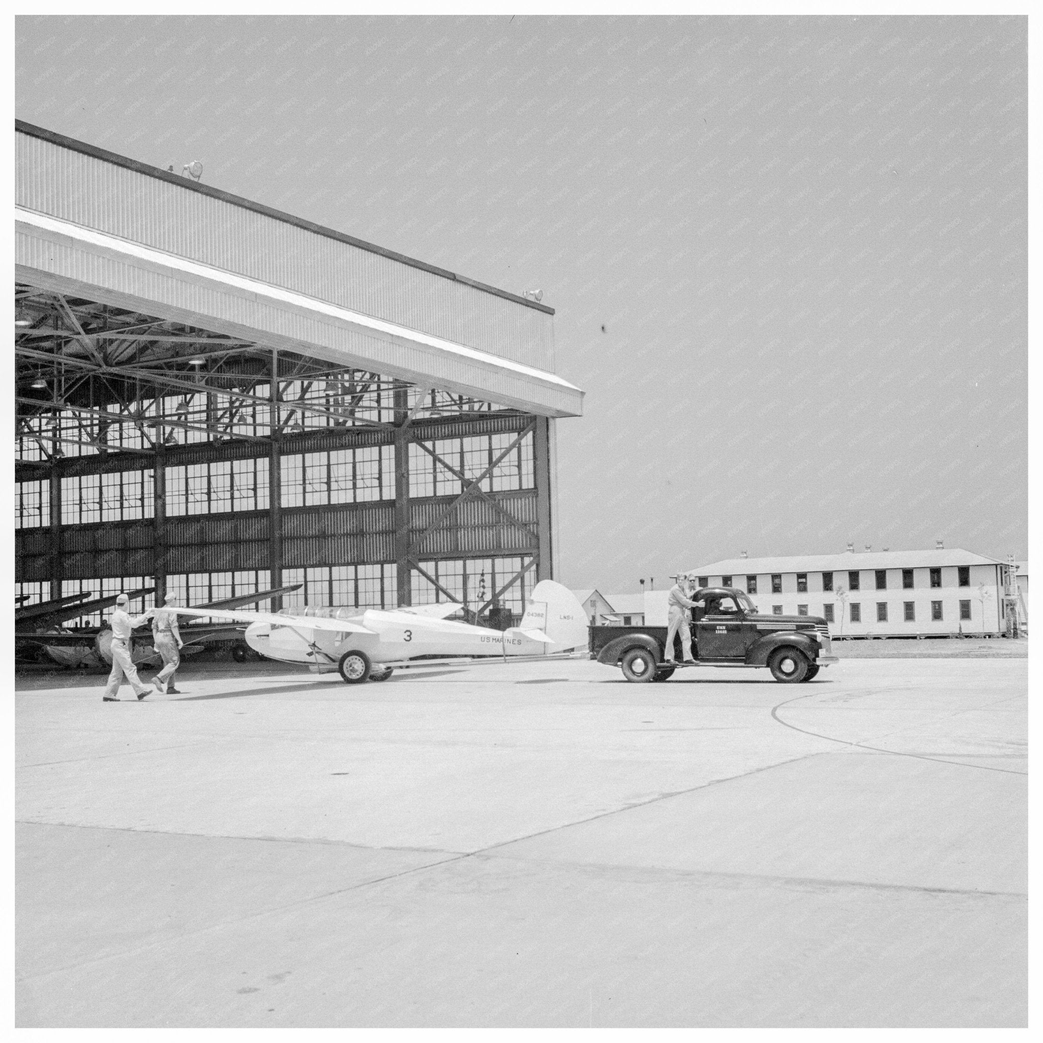 Glider Plane Hangars at U.S. Marine Corps Training Camp Parris Island May 1942 - Available at KNOWOL
