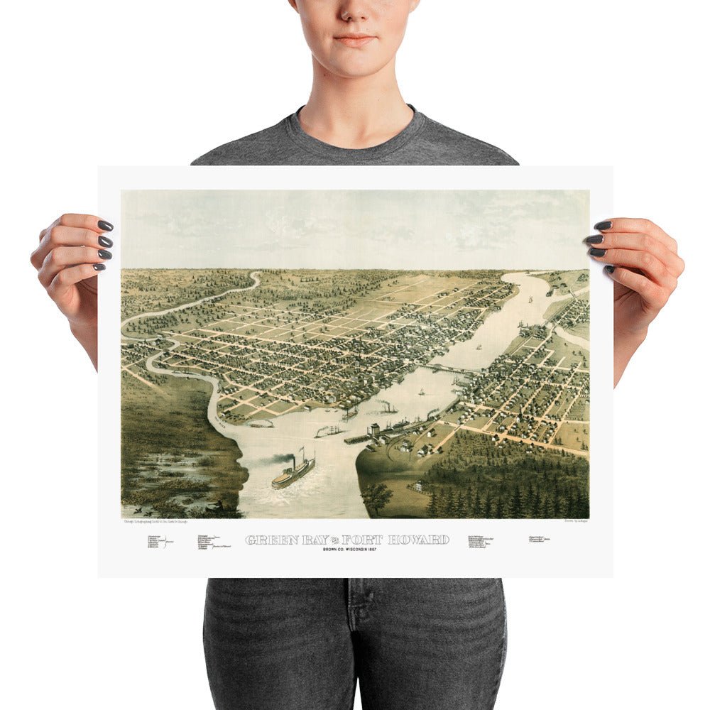 Green Bay, WI 1867 Map - Available at KNOWOL