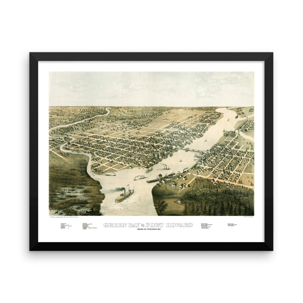 Green Bay, Wisconsin 1867 Framed Map - Available at KNOWOL