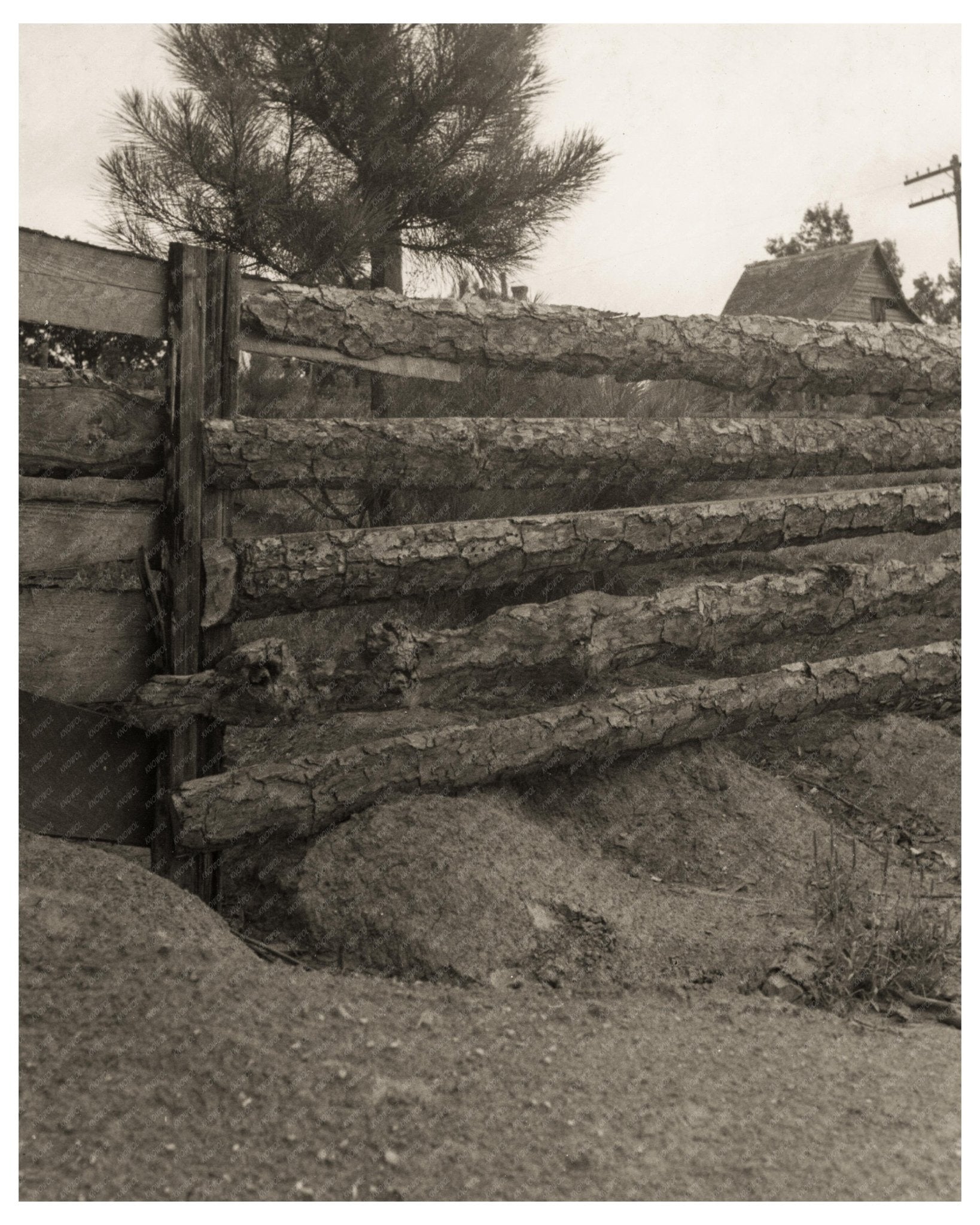 Greene County Georgia Eroding Field and Wooden Fence July 1937 Vintage Image - Available at KNOWOL