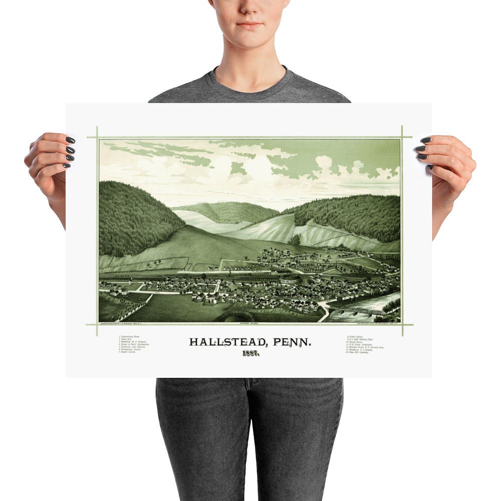 Hallstead, PA 1887 Map - Available at KNOWOL