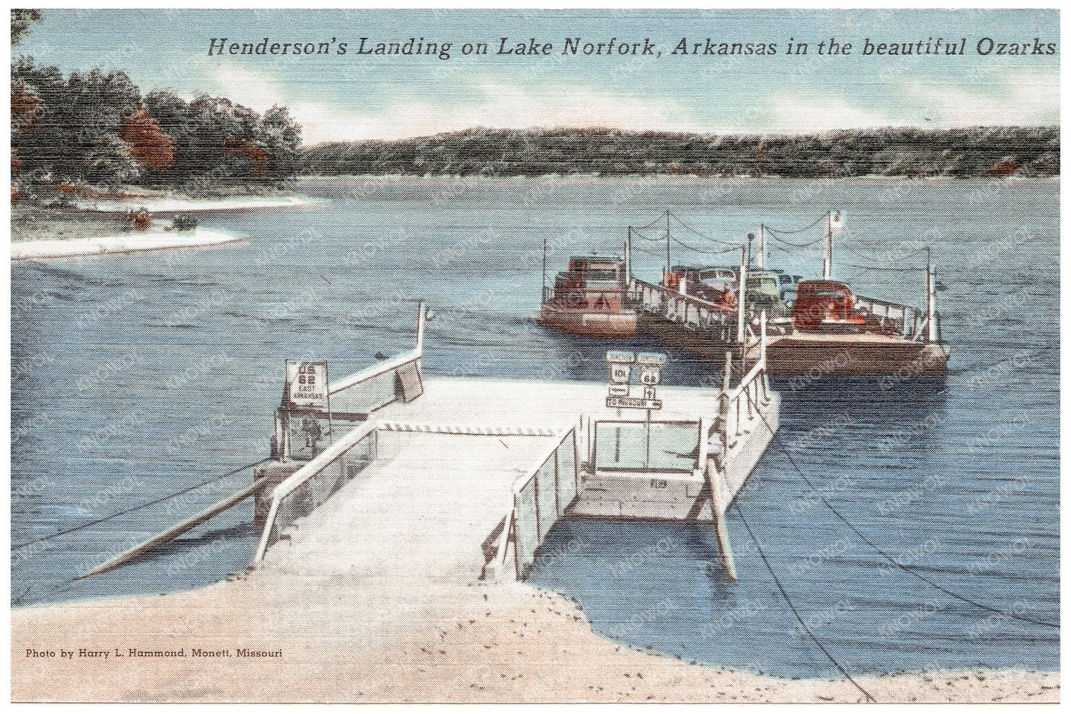 Hendersons Landing Lake Norfolk Arkansas Vintage Postcard 1930s - 1940s - Available at KNOWOL