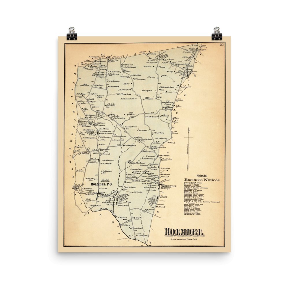 Holmdel, NJ 1873 Map - Available at KNOWOL