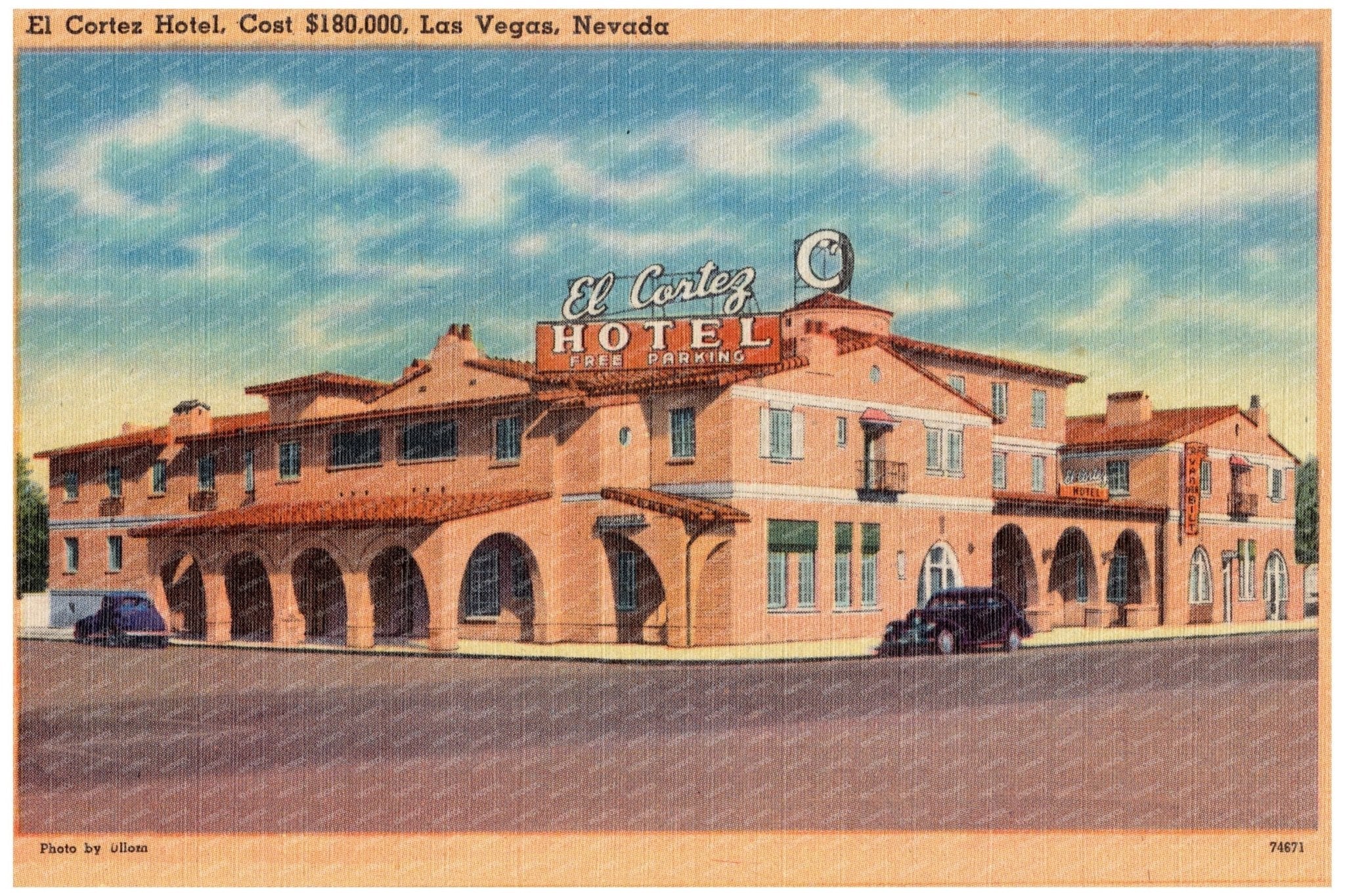 Hotel Cortez Vintage Postcard Las Vegas 1930 - 1945 - Available at KNOWOL