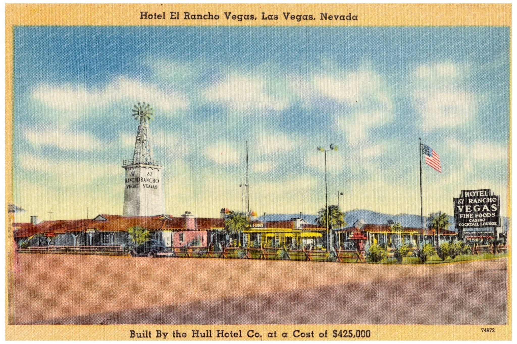 Hotel El Rancho Vegas Vintage Postcard 1930s Nevada - Available at KNOWOL