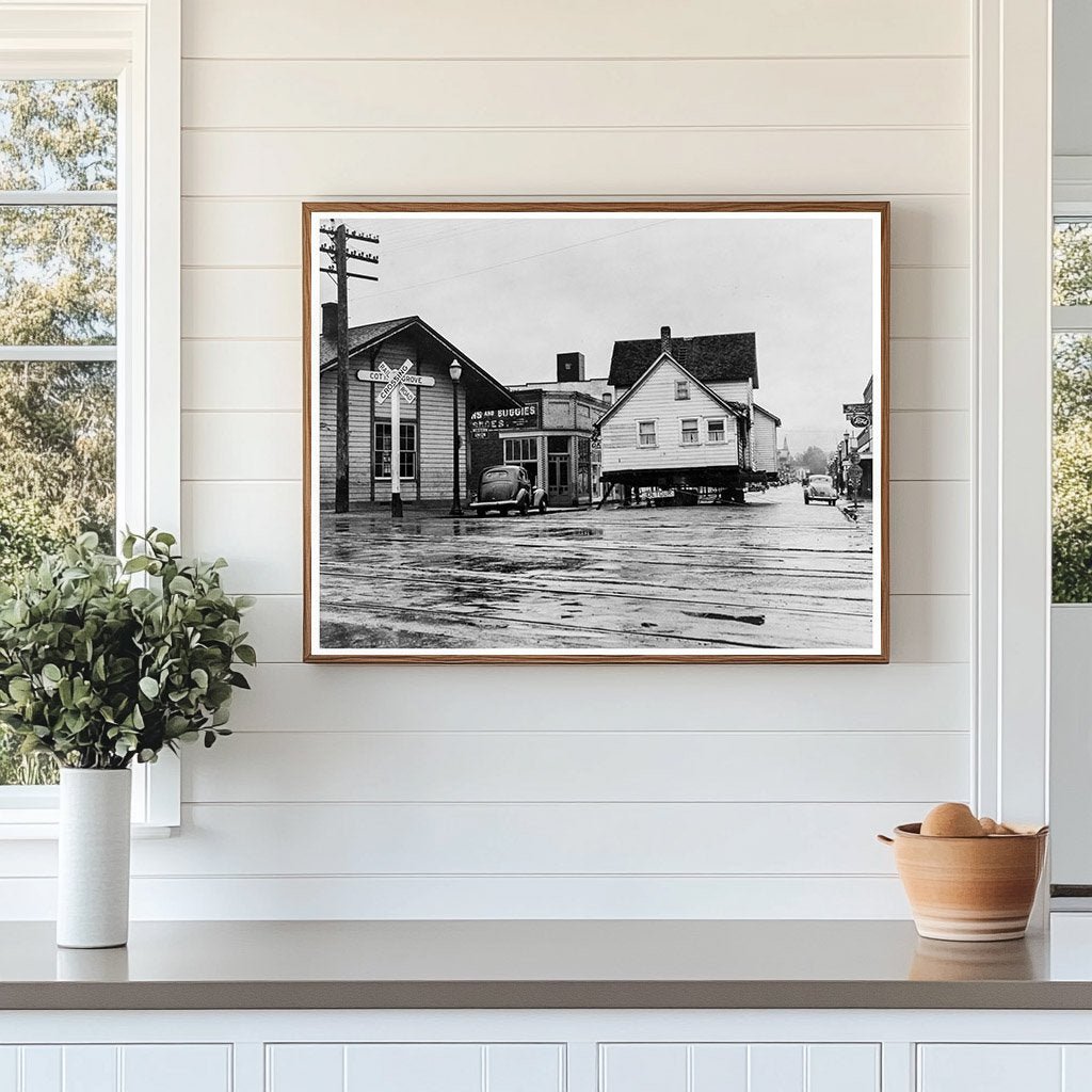 House Transported on Main Street Cottage Grove Oregon 1939 - Available at KNOWOL