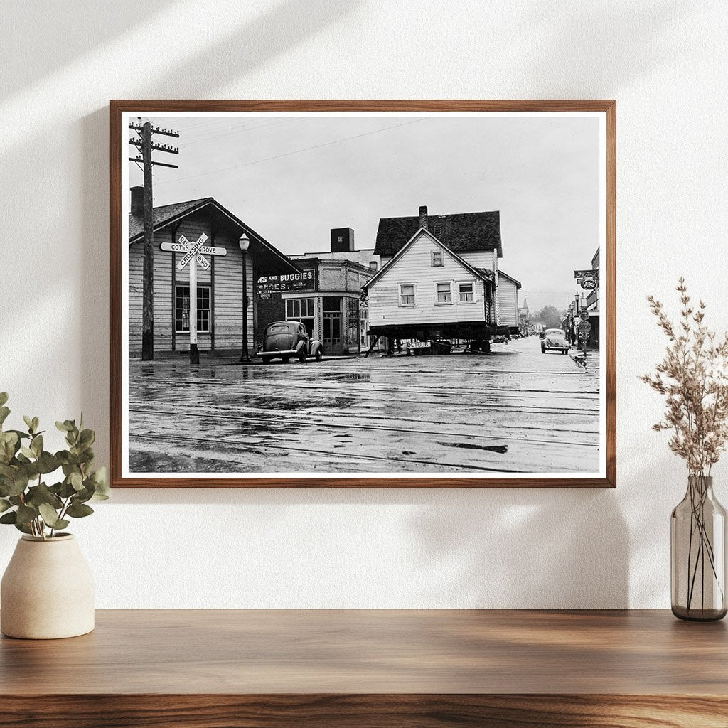 House Transported on Main Street Cottage Grove Oregon 1939 - Available at KNOWOL