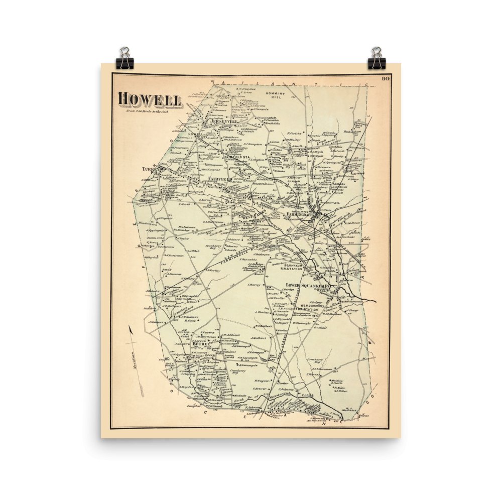 Howell NJ 1873 Maps with Homeowners Names Shown shops