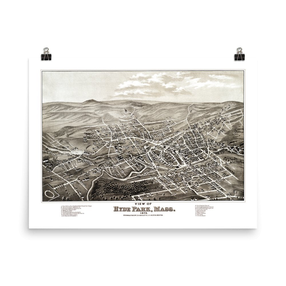 Hyde Park, MA 1879 Map - Available at KNOWOL