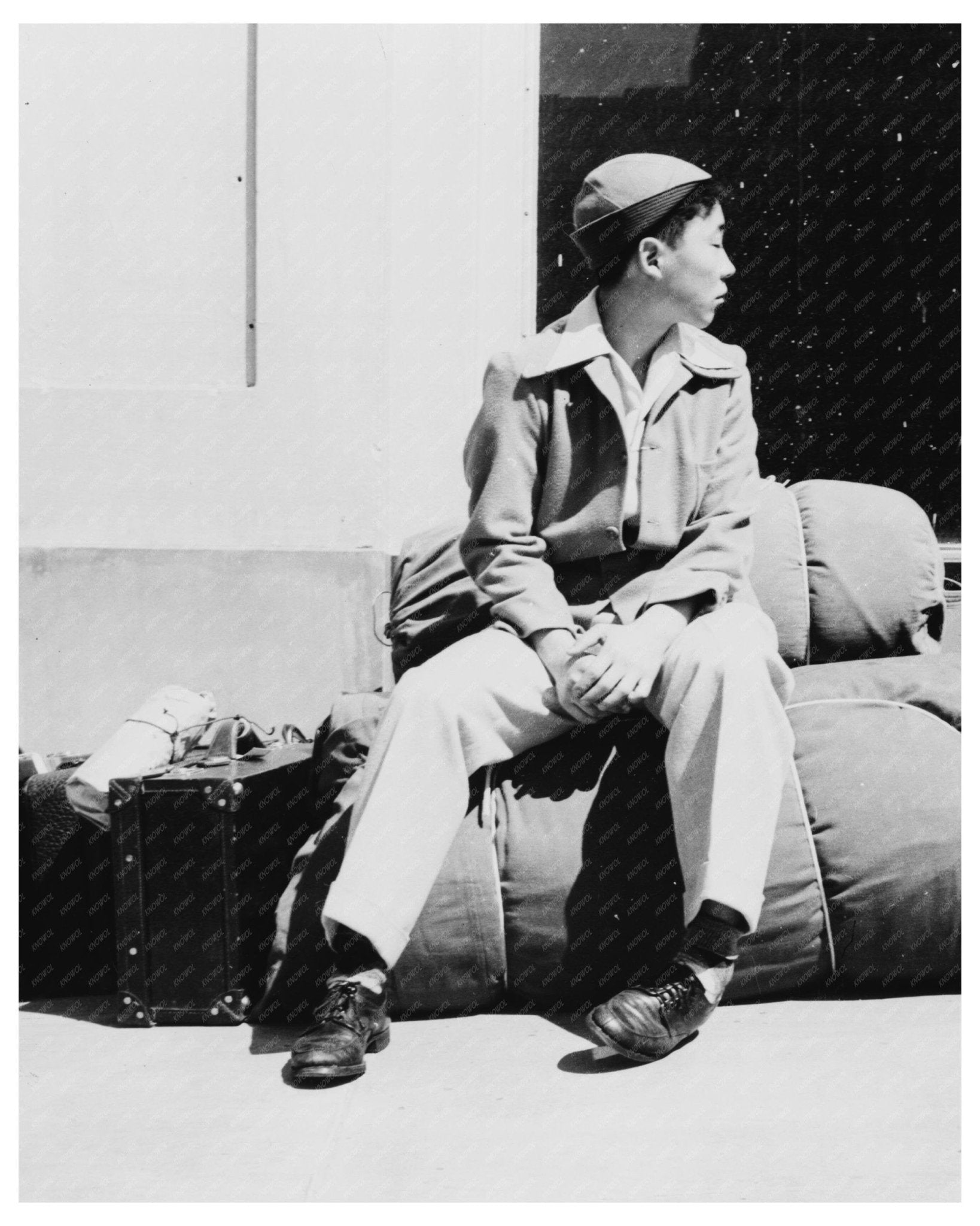 Japanese American Boy Evacuated June 1942 Vintage Photo - Available at KNOWOL
